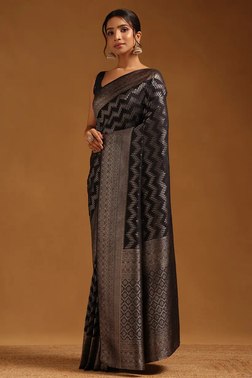 black george tte zari woven saree womens soch